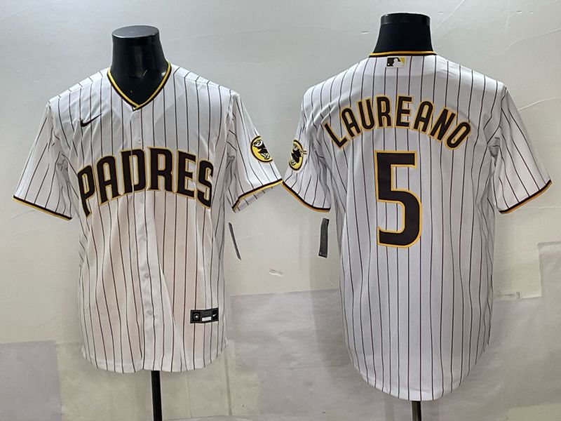 Men San Diego Padres #5 Laureano White Stripe Nike 2025 MLB Jersey 03->san diego padres->MLB Jersey